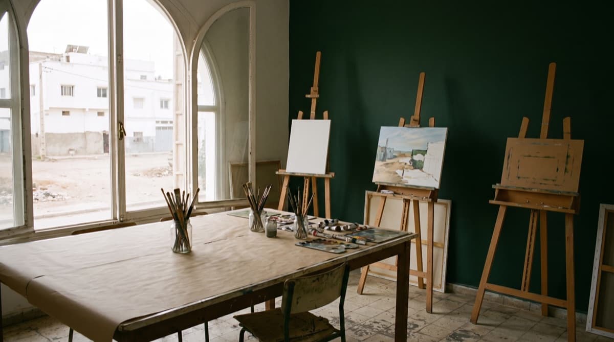 Atelier de peinture, lumière du jour